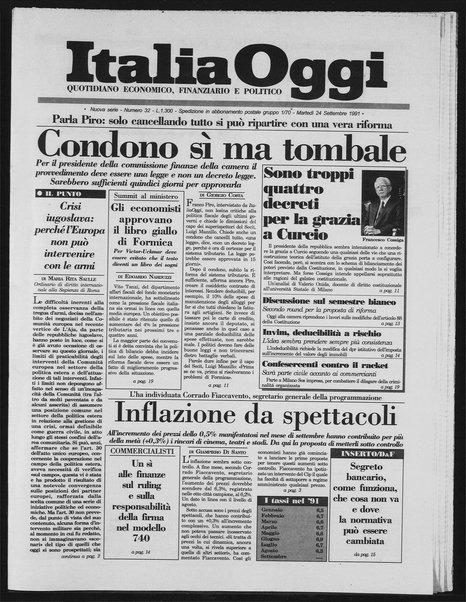 Italia oggi : quotidiano di economia finanza e politica